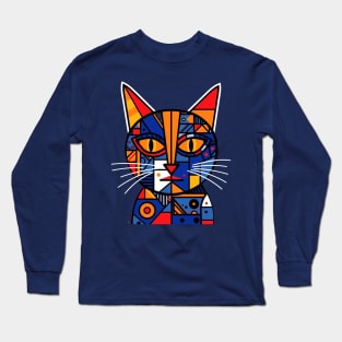 A Geometric Cat Design Long Sleeve T-Shirt